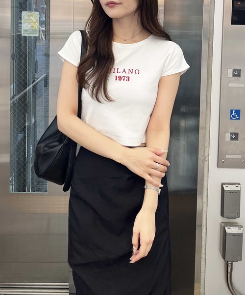 nelliy.（ネルリー）の「刺繍ロゴコンパクトピチＴシャツ（Tシャツ/カットソー・レディース・ネイビー/オフホワイト/ブラック・LARGE/MEDIUM）」の14枚目の写真