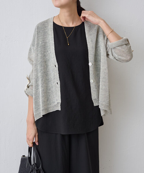 BEARDSLEY ♡リネン　薄手カーディガン　黒　ニットフリーサイズ BEARDSLEY｜リネンカーディガン | Rakuten Fashion(楽天