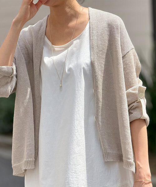 新品　BEARDSLEY リネンカーディガン ベージュ FREE ビアズリー BEARDSLEY リネンカーディガン （beige） -靴