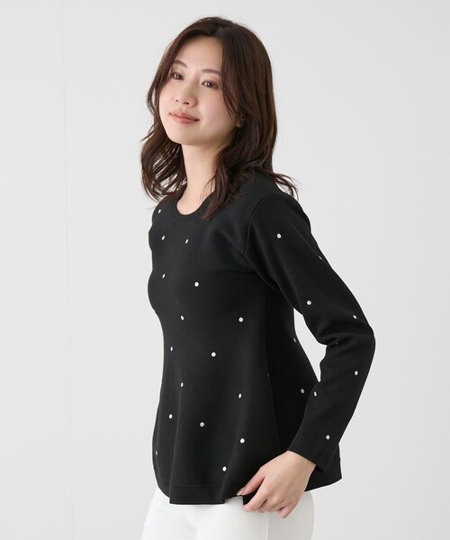 Jayro(ジャイロ)の「刺繍ドットニットチュニック(ニット/セーター・レディース・ブラック/オフホワイト/ピンク・M)」の5枚目の写真