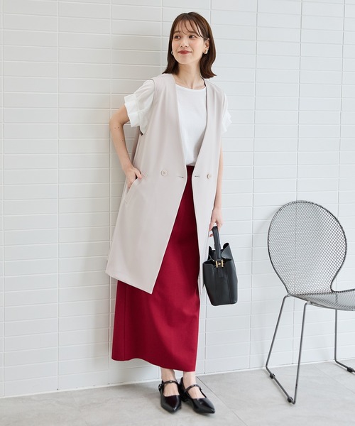 Honeys（ハニーズ）の「【ハニさら・接触冷感・吸水速乾・ＵＶカット】袖タックＴシャツ（Tシャツ/カットソー・レディース・オレンジ/スミクロ/オフホワイト/ブルー/グレイッシュベージュ/ブラック/ブルーグリーン/イエロー系その他/ライトブラウン・3L/L/LL/M/S）」の11枚目の写真