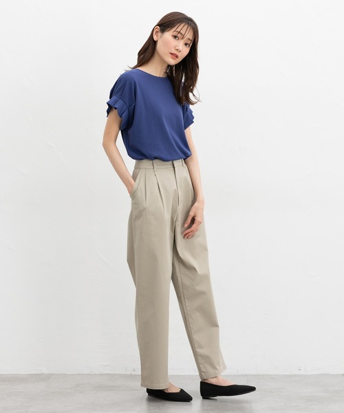 Honeys（ハニーズ）の「【ハニさら・接触冷感・吸水速乾・ＵＶカット】袖タックＴシャツ（Tシャツ/カットソー・レディース・オレンジ/スミクロ/オフホワイト/ブルー/グレイッシュベージュ/ブラック/ブルーグリーン/イエロー系その他/ライトブラウン・3L/L/LL/M/S）」の14枚目の写真