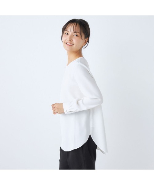 ブラウス シャツ 「洗える長袖カットソー」メタルホッククルーネックブラウス レディース SUIT SELECT ブラウス シャツ 「洗える長袖カットソー」メタル