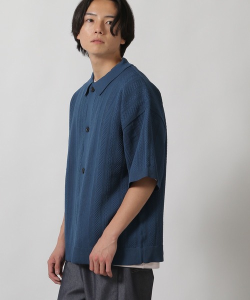 LAKOLE(ラコレ)の「透かし編みニット半袖シャツ / 324302(ニット/セーター・メンズ・ベージュ/ブラック/ブルー・LARGE/MEDIUM)」の3枚目の写真