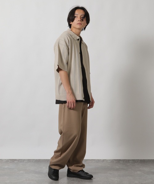 LAKOLE(ラコレ)の「透かし編みニット半袖シャツ / 324302(ニット/セーター・メンズ・ベージュ/ブラック/ブルー・LARGE/MEDIUM)」の6枚目の写真