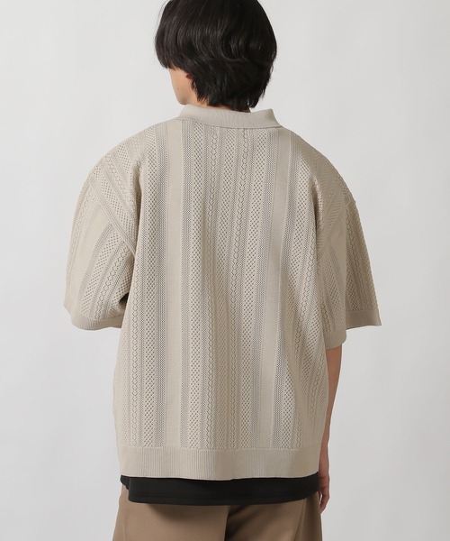 LAKOLE(ラコレ)の「透かし編みニット半袖シャツ / 324302(ニット/セーター・メンズ・ベージュ/ブラック/ブルー・LARGE/MEDIUM)」の7枚目の写真
