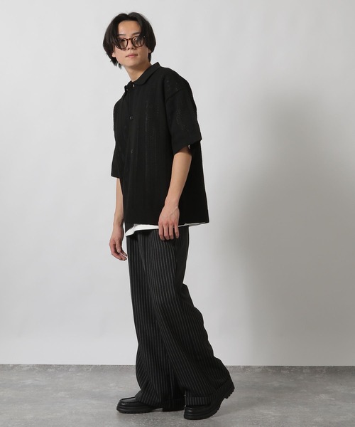 LAKOLE(ラコレ)の「透かし編みニット半袖シャツ / 324302(ニット/セーター・メンズ・ベージュ/ブラック/ブルー・LARGE/MEDIUM)」の4枚目の写真