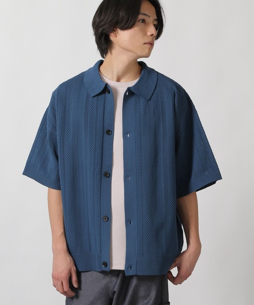 LAKOLE(ラコレ)の「透かし編みニット半袖シャツ / 324302(ニット/セーター・メンズ・ベージュ/ブラック/ブルー・LARGE/MEDIUM)」の9枚目の写真