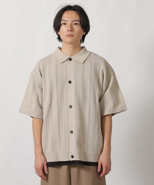 LAKOLE(ラコレ)の「透かし編みニット半袖シャツ / 324302(ニット/セーター・メンズ・ベージュ/ブラック/ブルー・LARGE/MEDIUM)」の10枚目の写真