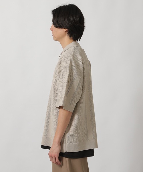 LAKOLE(ラコレ)の「透かし編みニット半袖シャツ / 324302(ニット/セーター・メンズ・ベージュ/ブラック/ブルー・LARGE/MEDIUM)」の11枚目の写真