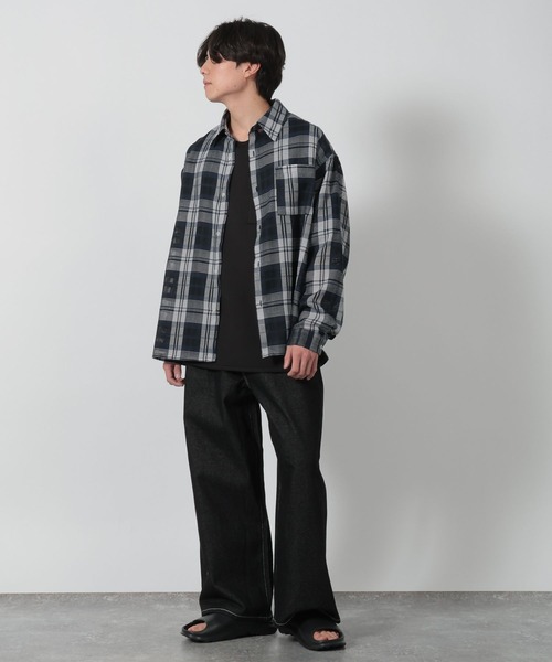 セール】メッシュチェックシャツ長袖 / 292433（シャツ/ブラウス