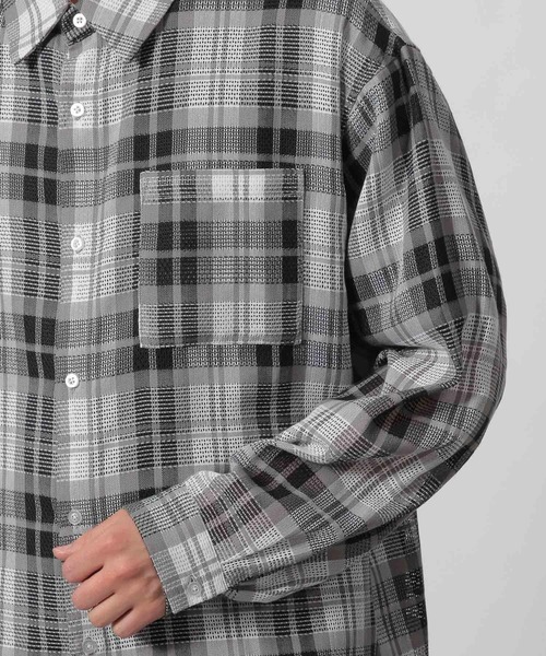 セール】メッシュチェックシャツ長袖 / 292433（シャツ/ブラウス