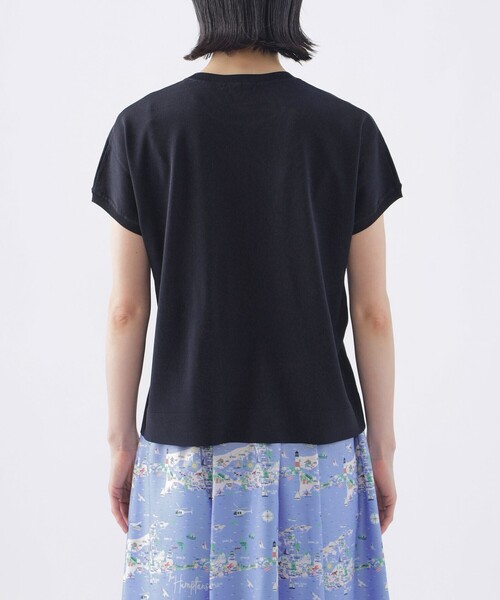 TRANS WORK(トランスワーク)の「【ウォッシャブル】ヴィスコースストレッチフレンチスリーブニット(ニット/セーター・レディース・ネイビー/ブルー系その他4/ベージュ・38/40)」の6枚目の写真