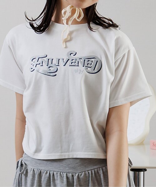 algy（アルジー）の「ラメプリントシャーリング半袖T（Tシャツ/カットソー・キッズ・ミント/チャコール/オフホワイト・SMALL/MEDIUM/X-SMALL/XX-SMALL）」の2枚目の写真