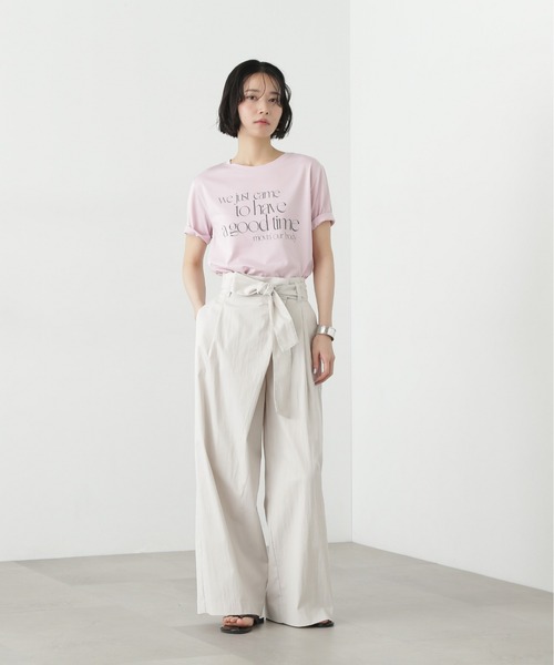 N.（N. Natural Beauty Basic）（エヌエヌナチュラルビューティーベーシック）の「ベルト付きラップ風ワイドパンツ（その他パンツ・レディース・オフホワイト/ベージュ・SMALL/MEDIUM）」の4枚目の写真