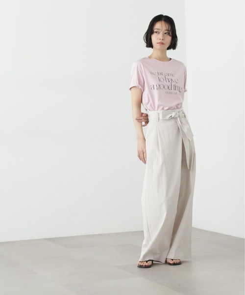 N.（N. Natural Beauty Basic）（エヌエヌナチュラルビューティーベーシック）の「ベルト付きラップ風ワイドパンツ（その他パンツ・レディース・オフホワイト/ベージュ・SMALL/MEDIUM）」の6枚目の写真