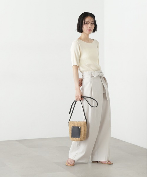 N.（N. Natural Beauty Basic）（エヌエヌナチュラルビューティーベーシック）の「ベルト付きラップ風ワイドパンツ（その他パンツ・レディース・オフホワイト/ベージュ・SMALL/MEDIUM）」の17枚目の写真