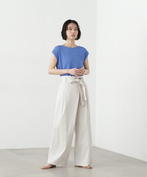 N.（N. Natural Beauty Basic）（エヌエヌナチュラルビューティーベーシック）の「ベルト付きラップ風ワイドパンツ（その他パンツ・レディース・オフホワイト/ベージュ・SMALL/MEDIUM）」の19枚目の写真
