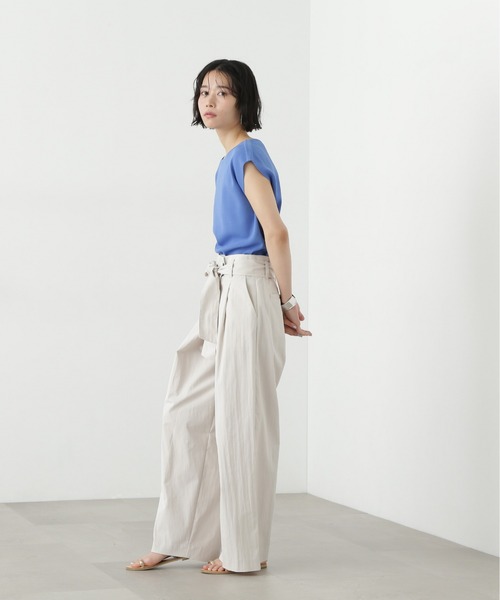 N.（N. Natural Beauty Basic）（エヌエヌナチュラルビューティーベーシック）の「ベルト付きラップ風ワイドパンツ（その他パンツ・レディース・オフホワイト/ベージュ・SMALL/MEDIUM）」の20枚目の写真