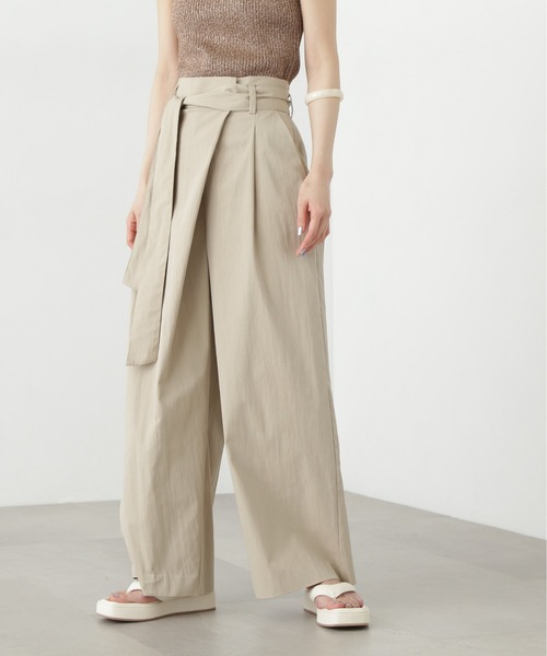 N.（N. Natural Beauty Basic）（エヌエヌナチュラルビューティーベーシック）の「ベルト付きラップ風ワイドパンツ（その他パンツ・レディース・オフホワイト/ベージュ・SMALL/MEDIUM）」の21枚目の写真