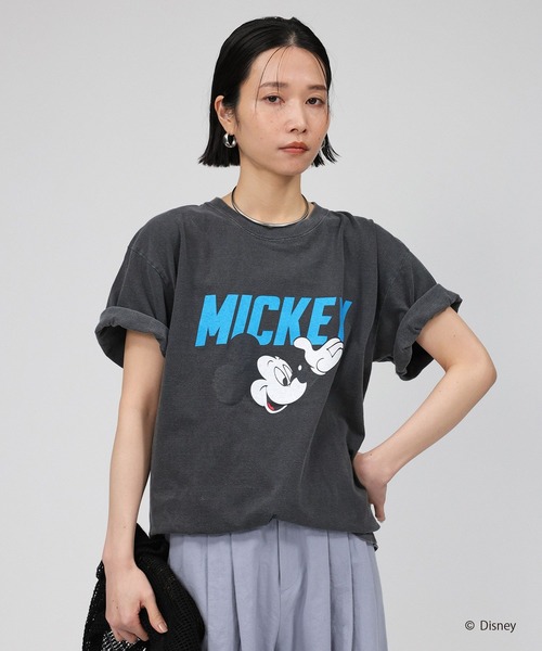 GOOD ROCK SPEED（グッドロックスピード）の「【GOOD ROCK SPEED】MICKEY MOUSE T（Tシャツ/カットソー・レディース・ホワイト/チャコール・フリー）」の2枚目の写真