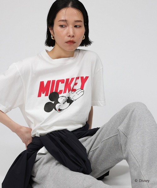 GOOD ROCK SPEED（グッドロックスピード）の「【GOOD ROCK SPEED】MICKEY MOUSE T（Tシャツ/カットソー・レディース・ホワイト/チャコール・フリー）」の6枚目の写真