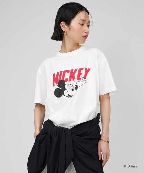 GOOD ROCK SPEED（グッドロックスピード）の「【GOOD ROCK SPEED】MICKEY MOUSE T（Tシャツ/カットソー・レディース・ホワイト/チャコール・フリー）」の5枚目の写真
