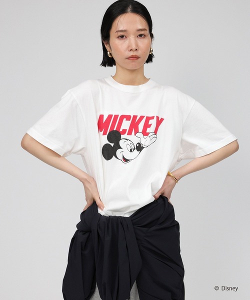 GOOD ROCK SPEED（グッドロックスピード）の「【GOOD ROCK SPEED】MICKEY MOUSE T（Tシャツ/カットソー・レディース・ホワイト/チャコール・フリー）」の4枚目の写真