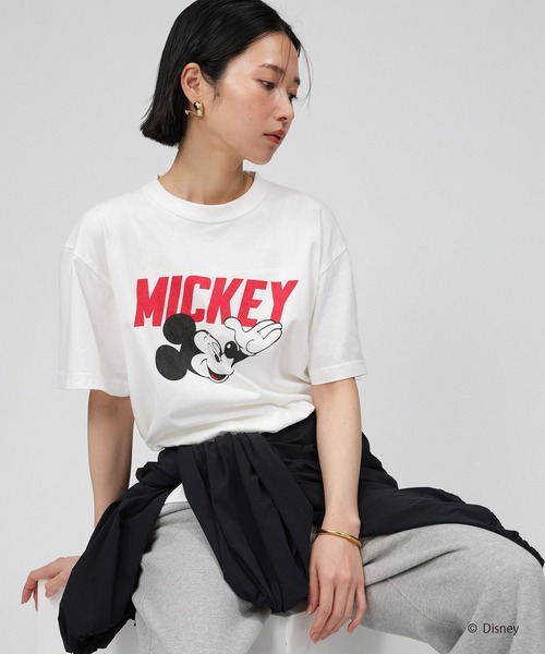 GOOD ROCK SPEED（グッドロックスピード）の「【GOOD ROCK SPEED】MICKEY MOUSE T（Tシャツ/カットソー・レディース・ホワイト/チャコール・フリー）」の8枚目の写真