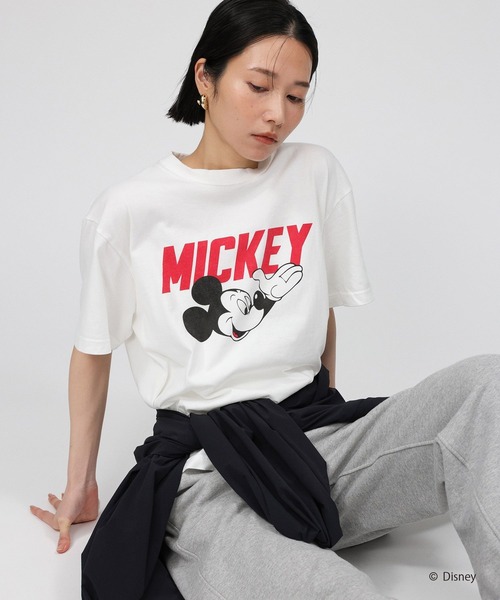 GOOD ROCK SPEED（グッドロックスピード）の「【GOOD ROCK SPEED】MICKEY MOUSE T（Tシャツ/カットソー・レディース・ホワイト/チャコール・フリー）」の7枚目の写真