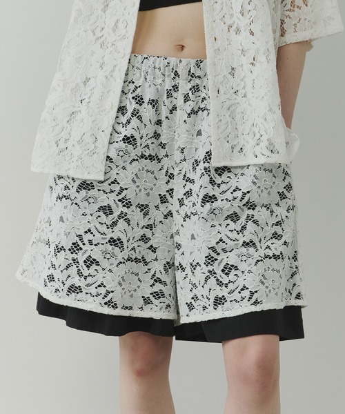 AIVER（アイバー）の「AIVER　コードレースレイヤードバギーショートパンツ（その他パンツ・メンズ・ホワイト×ブラック/ブラック・LARGE/MEDIUM/SMALL）」の7枚目の写真