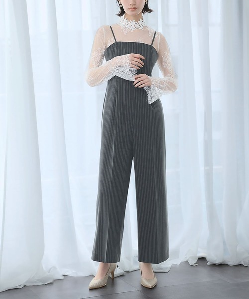 LOWO(ロワ)の「シースルートップス 長袖 ハイネック チュール レース メロウ メロー 花柄 シアートップス レイヤードトップス 結婚式 パーティー オケージョン お呼ばれ(Tシャツ/カットソー・レディース・ホワイト/ブラック・FREE)」の21枚目の写真