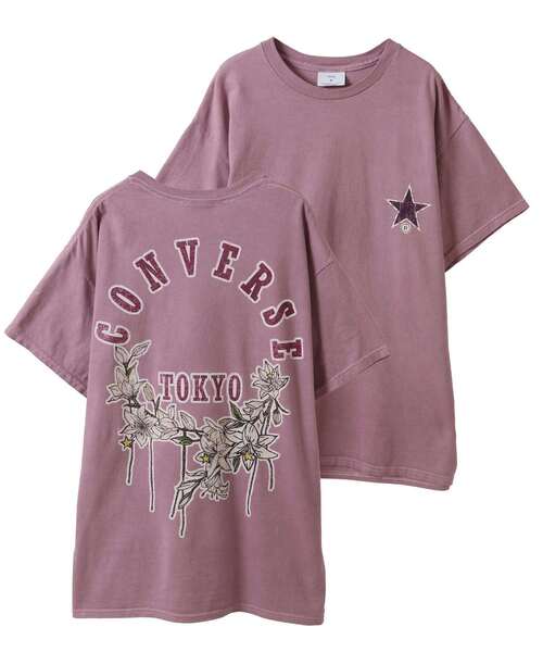 CONVERSE TOKYO(コンバーストウキョウ)の「CIRCLE FLOWER LOGO TEE(Tシャツ/カットソー・レディース・ブルー/チャコールグレー/ホワイト/ピンク・SMALL/MEDIUM)」の4枚目の写真