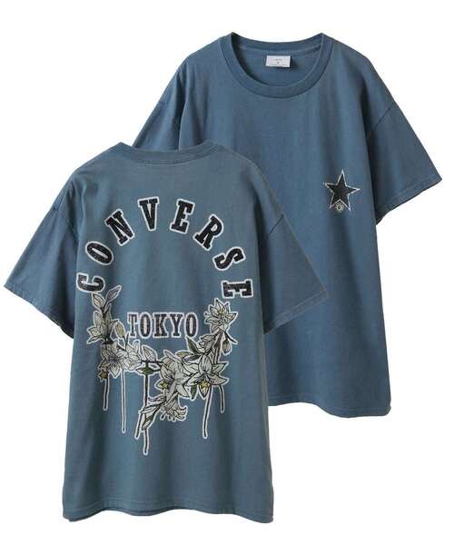 CONVERSE TOKYO(コンバーストウキョウ)の「CIRCLE FLOWER LOGO TEE(Tシャツ/カットソー・レディース・ブルー/チャコールグレー/ホワイト/ピンク・SMALL/MEDIUM)」の3枚目の写真