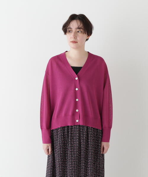 human woman（ヒューマンウーマン）の「◆【ウォッシャブル】シアーハイゲージ長袖カーディガン（カーディガン/ボレロ・レディース・ベージュ系その他2/ピンク/イエロー/ネイビー・MEDIUM）」の21枚目の写真