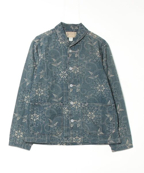 RRL インディゴプリント オーバーオール 長袖 コットン＆リネン RRL インディゴプリント オーバーオール 長袖 コットン＆リネン