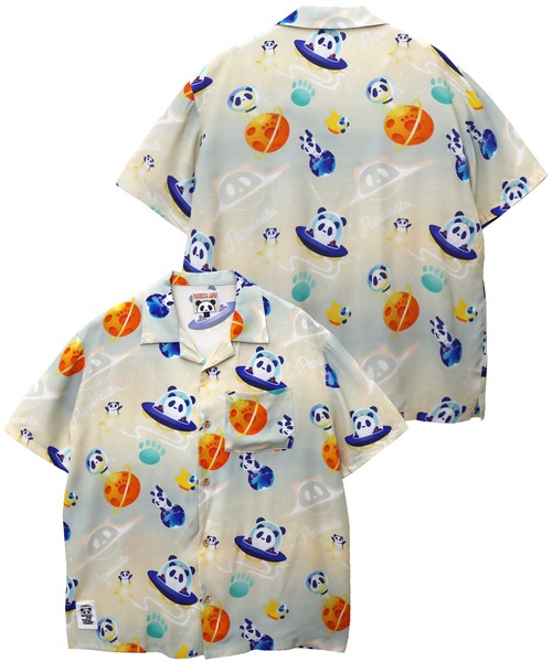 PANDIESTA(パンディエスタ)の「スペースパンダアロハシャツ(M2)(シャツ/ブラウス・メンズ・ブラック/パープル/ベージュ・L/M/XL/XXL)」の1枚目の写真