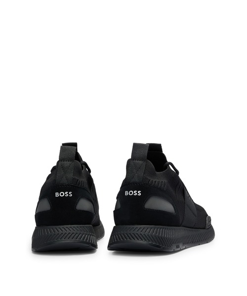 セール】ニットアッパースニーカー ロゴ＆スエードディテール