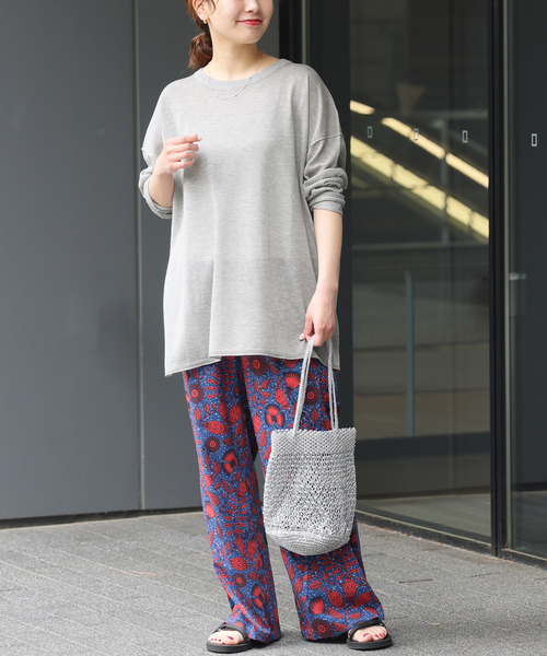 【極美品✨】JOURNAL STANDARD relume ブラウス　透け感　青 ラインフラワーシアージャガードプルオーバー（ニット／セーター