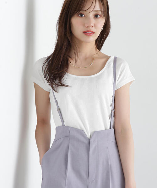 PROPORTION BODY DRESSING(プロポーションボディドレッシング)の「前後2WAYデコルテカットソー / 1215160500(Tシャツ/カットソー・レディース・ホワイト/ブラック/ライトグリーン・FREE)」の2枚目の写真