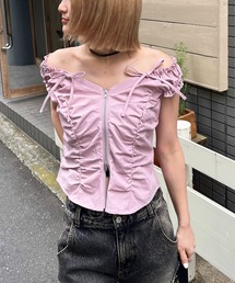 オフショルZIPブラウス