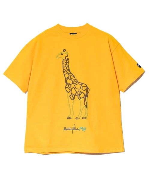 Mountain Mania(マウンテンマニア)の「Mountain Mania/マウンテンマニア EMBROIDERY STYLE ANIMAL ONE STROKE PRINT TEE(Tシャツ/カットソー・メンズ・イエロー/ダークオレンジ・MEDIUM/LARGE/X-LARGE)」の2枚目の写真