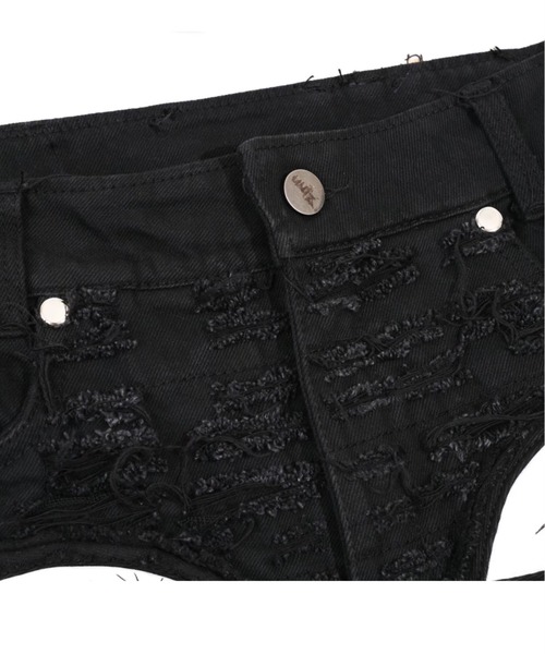 UNIZ（ユニズ）の「【UNIZ】White Eyes Pants / 【ユニズ】ホワイトアイズダメージワイドデニムパンツ（デニムパンツ・メンズ・ブラック・M/L）」の6枚目の写真