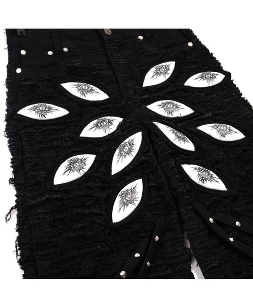 UNIZ（ユニズ）の「【UNIZ】White Eyes Pants / 【ユニズ】ホワイトアイズダメージワイドデニムパンツ（デニムパンツ・メンズ・ブラック・M/L）」の7枚目の写真