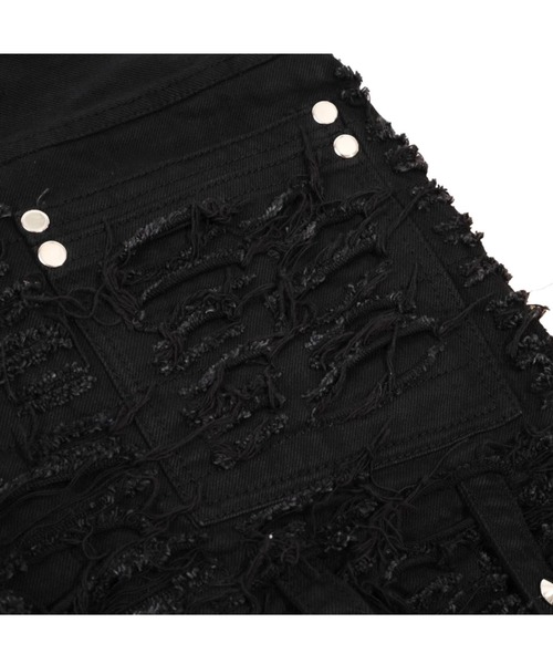 UNIZ（ユニズ）の「【UNIZ】White Eyes Pants / 【ユニズ】ホワイトアイズダメージワイドデニムパンツ（デニムパンツ・メンズ・ブラック・M/L）」の12枚目の写真