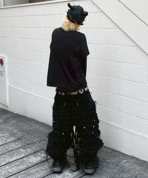 UNIZ（ユニズ）の「【UNIZ】White Eyes Pants / 【ユニズ】ホワイトアイズダメージワイドデニムパンツ（デニムパンツ・メンズ・ブラック・M/L）」の20枚目の写真