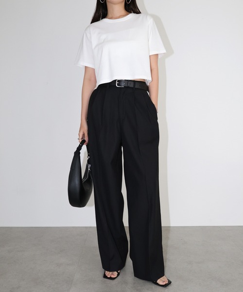 andme(アンドミー)の「2タックセミワイドロングパンツ(スラックス・レディース・ブラック/チャコールグレー/アッシュグレー・M/L)」の20枚目の写真