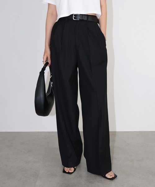 andme(アンドミー)の「2タックセミワイドロングパンツ(スラックス・レディース・ブラック/チャコールグレー/アッシュグレー・M/L)」の18枚目の写真