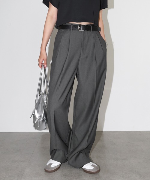 2タックセミワイドロングパンツ（スラックス）｜andme