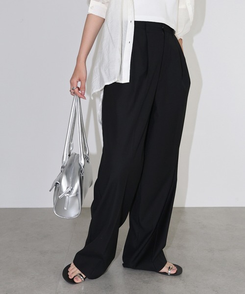 andme(アンドミー)の「2タックセミワイドロングパンツ(スラックス・レディース・ブラック/チャコールグレー/アッシュグレー・M/L)」の16枚目の写真